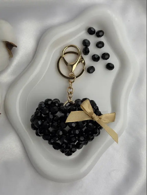 Black Beads Heart is a luxury bag charm by CATTLEYA.Y.