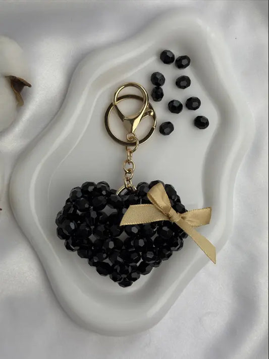Black Beads Heart is a luxury bag charm by CATTLEYA.Y.