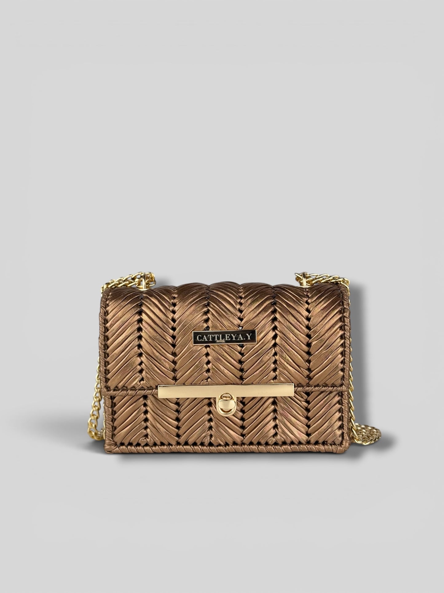 Brilliant Bronze is a luxury handmade mini designer bag by CATTLEYA.Y