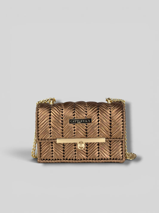 Brilliant Bronze is a luxury handmade mini designer bag by CATTLEYA.Y