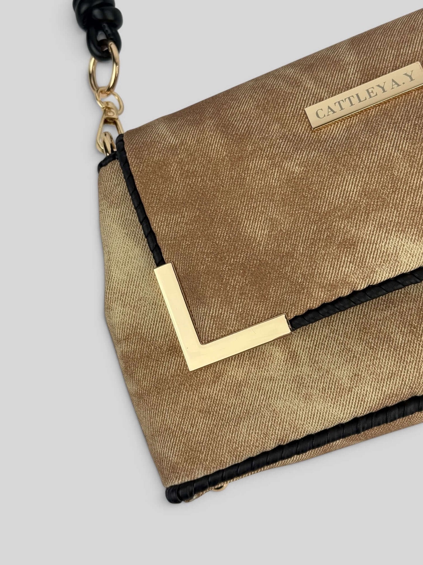 Denim Beige denim bag texture detail in soft pink. Denim Beige is a Luxury Handmade Designer Bag by CATTLEYA.Y