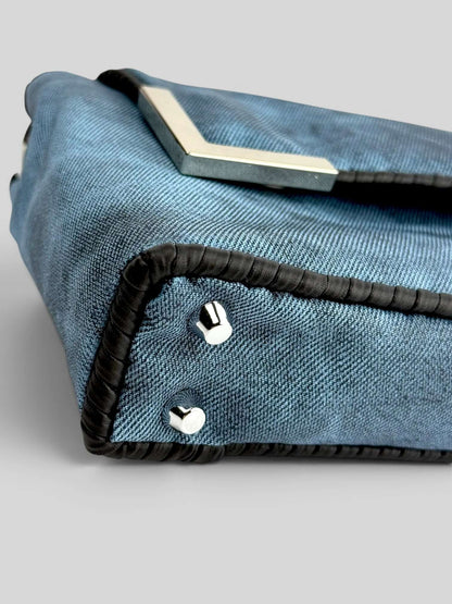 Denim Pink denim bag texture detail in soft pink. Denim Pink is a Luxury Handmade Designer Bag by CATTLEYA.Y