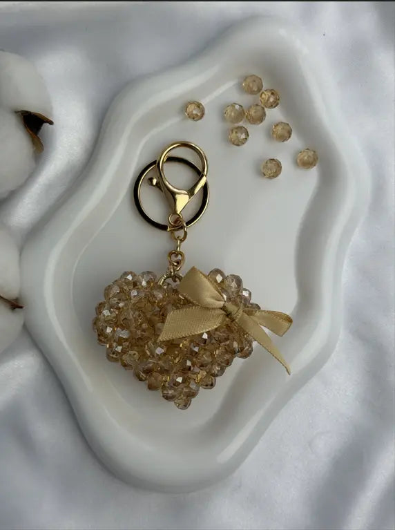 Golden Beads Heart is a luxury bag charm by CATTLEYA.Y