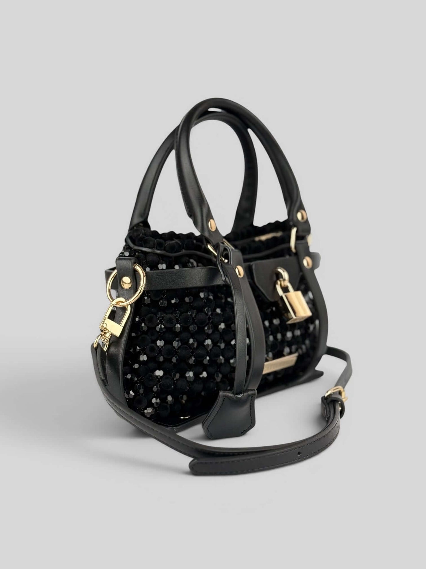 Jasmine luxury handmade designer bag from beads by CATTLEYA.Y with gold hardware and top handles