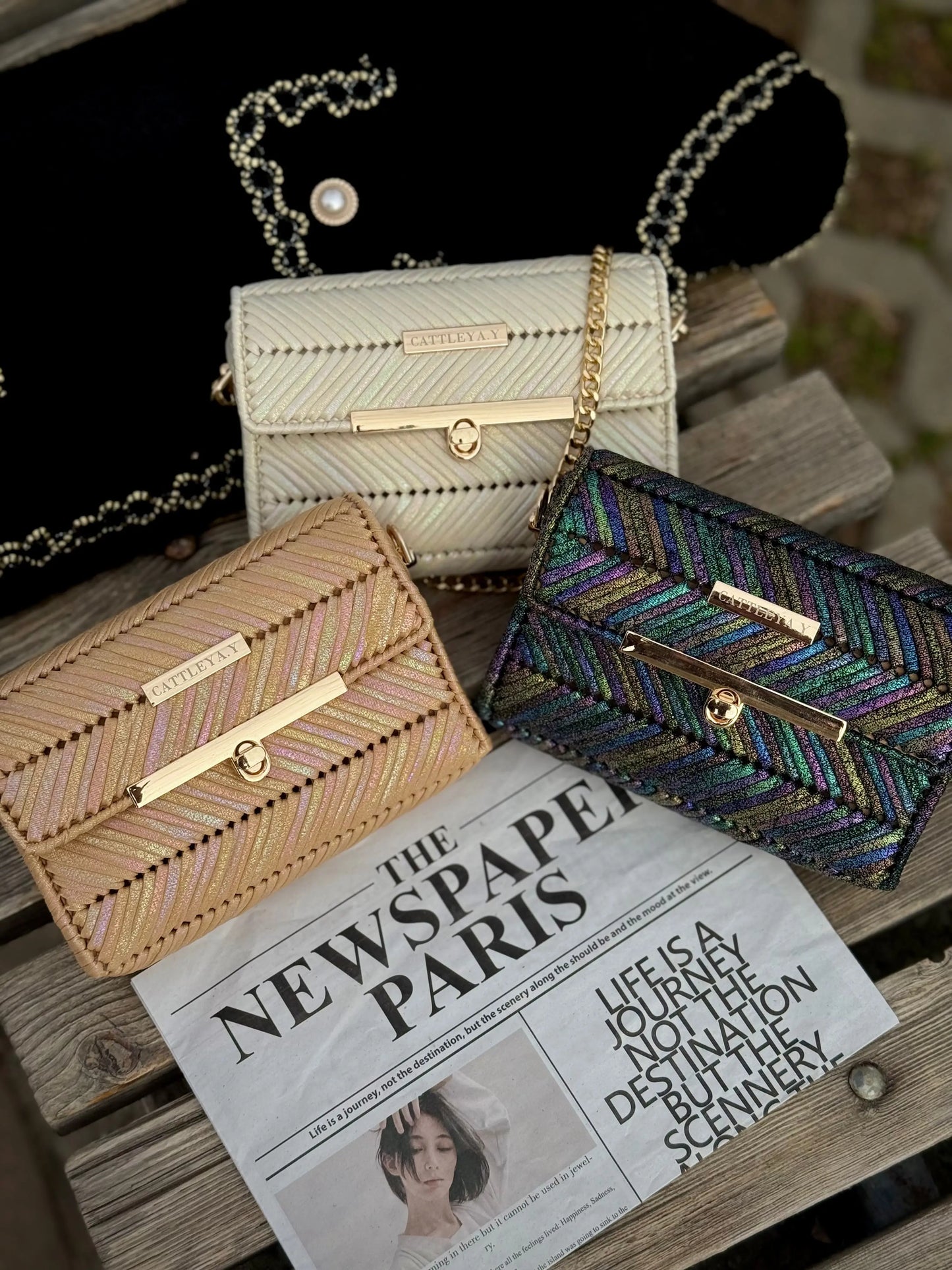 Mermaid Collection iridescent multicolor luxury handmade designer bags by CATTLEYA.Y.