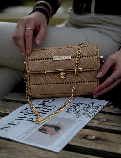 Mermaid Coral is a pearlescent luxury handmade designer bag by CATTLEYA.Y.