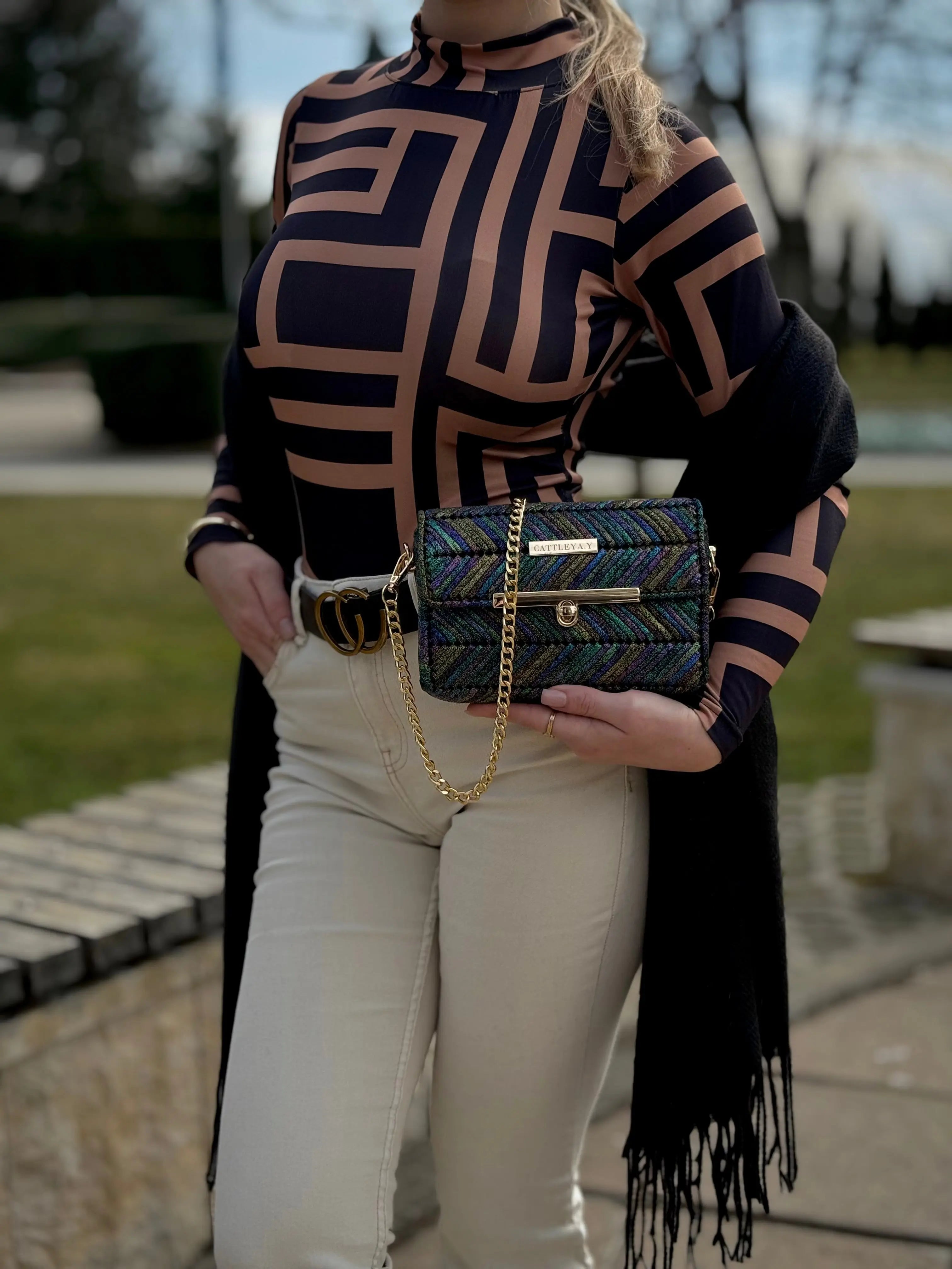 Mermaid Deep Aura is a iridescent multicolor luxury handmade designer bag by CATTLEYA.Y