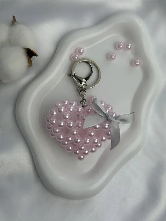 Pink Pearl Heart is a luxury bag charm by CATTLEYA.Y