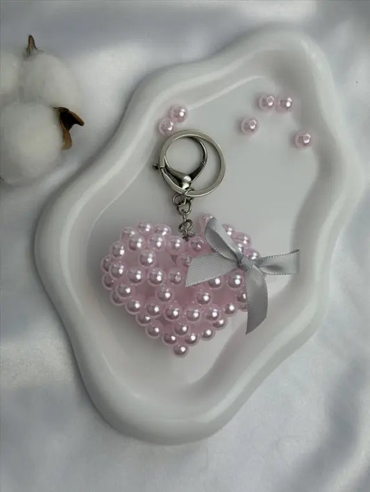 Pink Pearl Heart is a luxury bag charm by CATTLEYA.Y