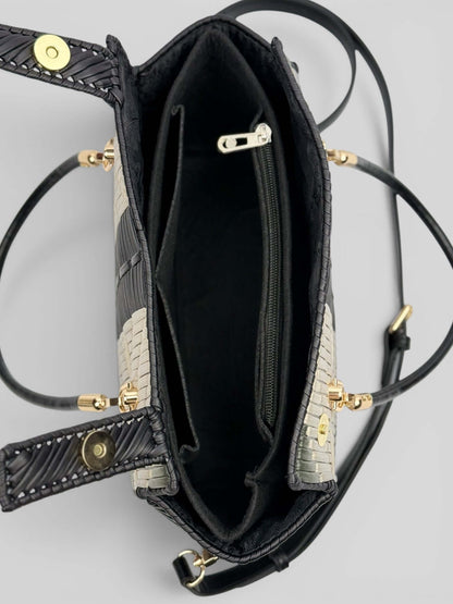Samantha luxury handmade designer bag interior with built-in organizer compartments by CATTYLEYA.Y