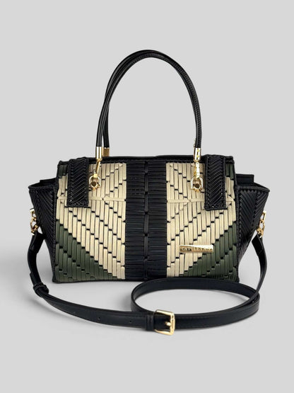 Samantha luxury handmade designer bag by CATTLEYA.Y front view with strap