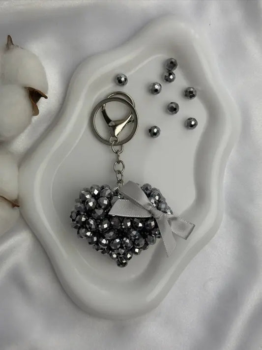 Silver Beads Heart is a luxury bag charm by CATTLEYA.Y.